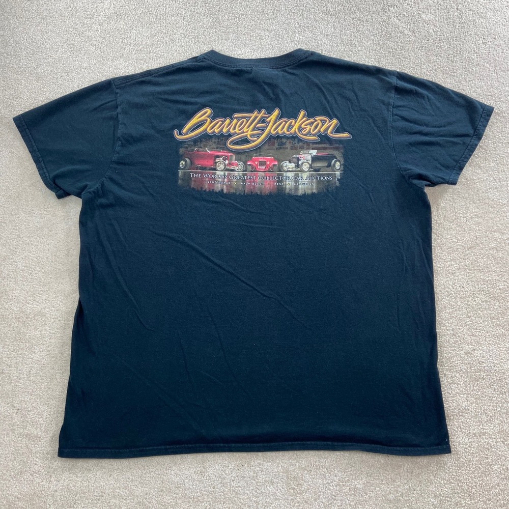 Barrett-Jackson T-Shirt Men XL Black Car Auction Graphic Hot Rod Collector Tee
